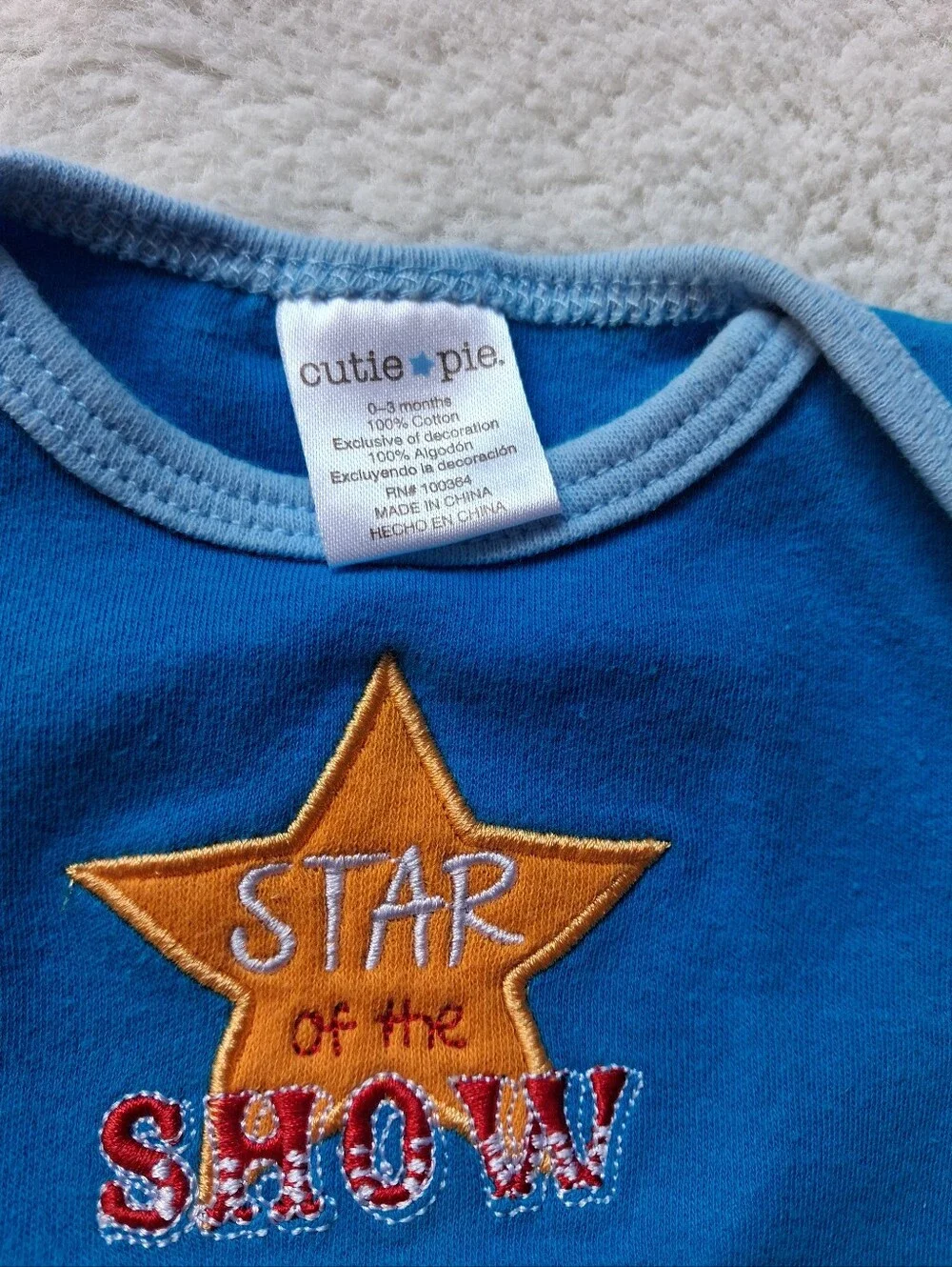 Cutie PieBlue Star & Circus Print Baby One-Piece Bodysuits - Pack of 2 Size 0-3m